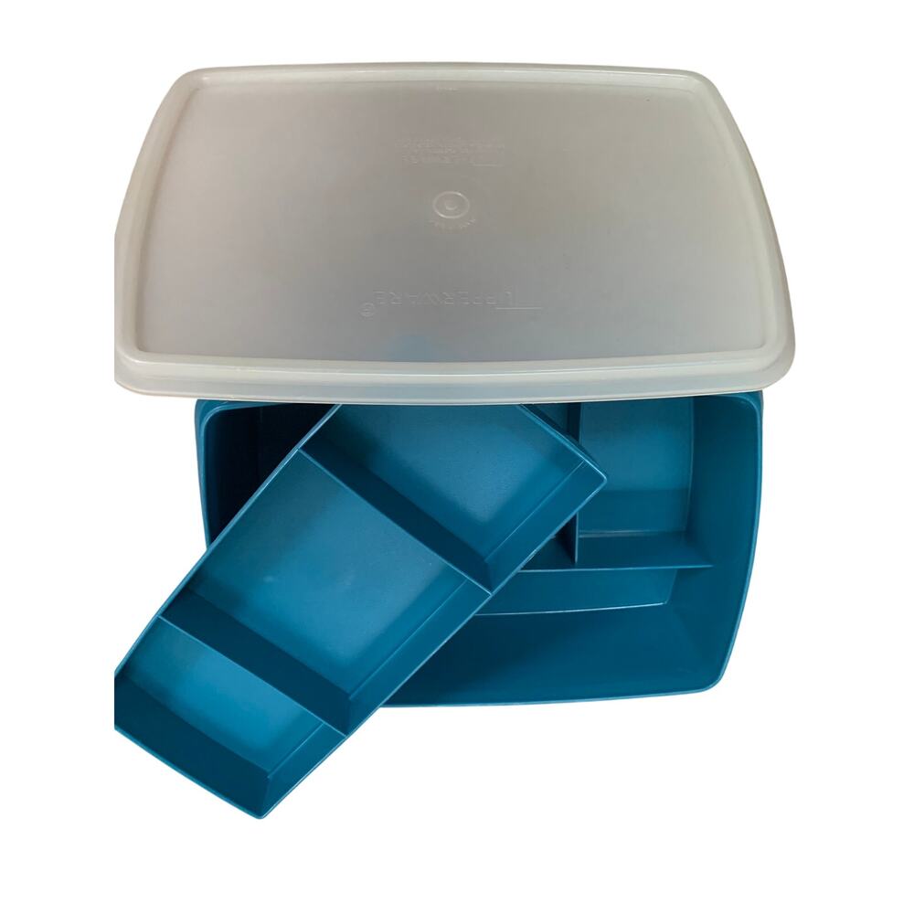 Vintage Blue Tupperware Tuppercraft Stow 'N Go Craft Organizer